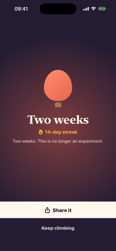 The Monter home screen: a balloon rising to your financial health score, with your Freedom Day below it.